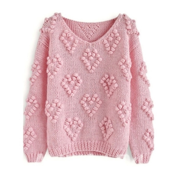 HEARTS Knit Dusty Pink Sweater - Picture 4 of 6